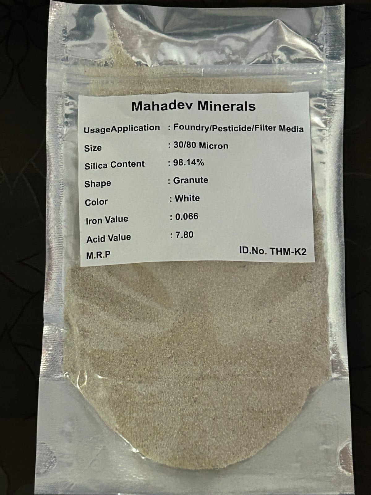 White Silica Sand(Size 30/80 Micron)